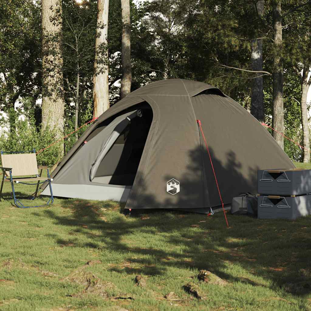 Tenda de campismo cúpula para 4 pessoas impermeável castanho