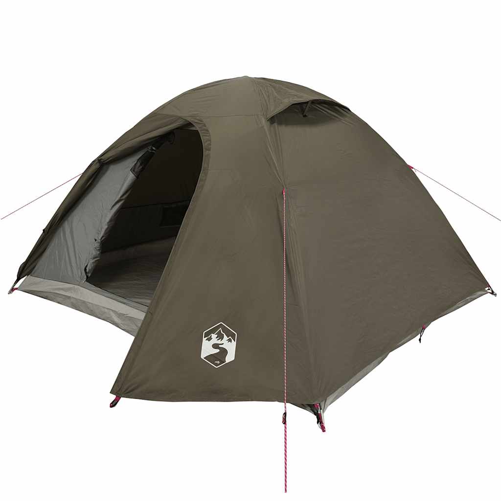 Tenda de campismo cúpula para 4 pessoas impermeável castanho