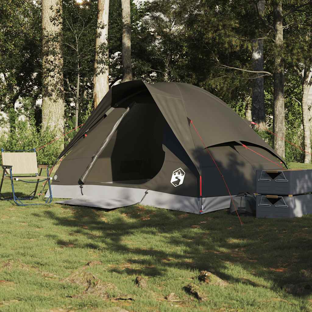 Tenda de campismo cúpula para 2 pessoas impermeável castanho