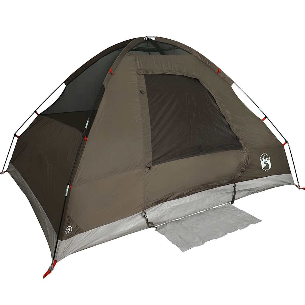 Tenda de campismo cúpula para 2 pessoas impermeável castanho