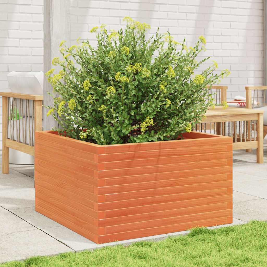 Vaso/floreira de jardim 80x80x46 cm pinho maciço castanho-mel