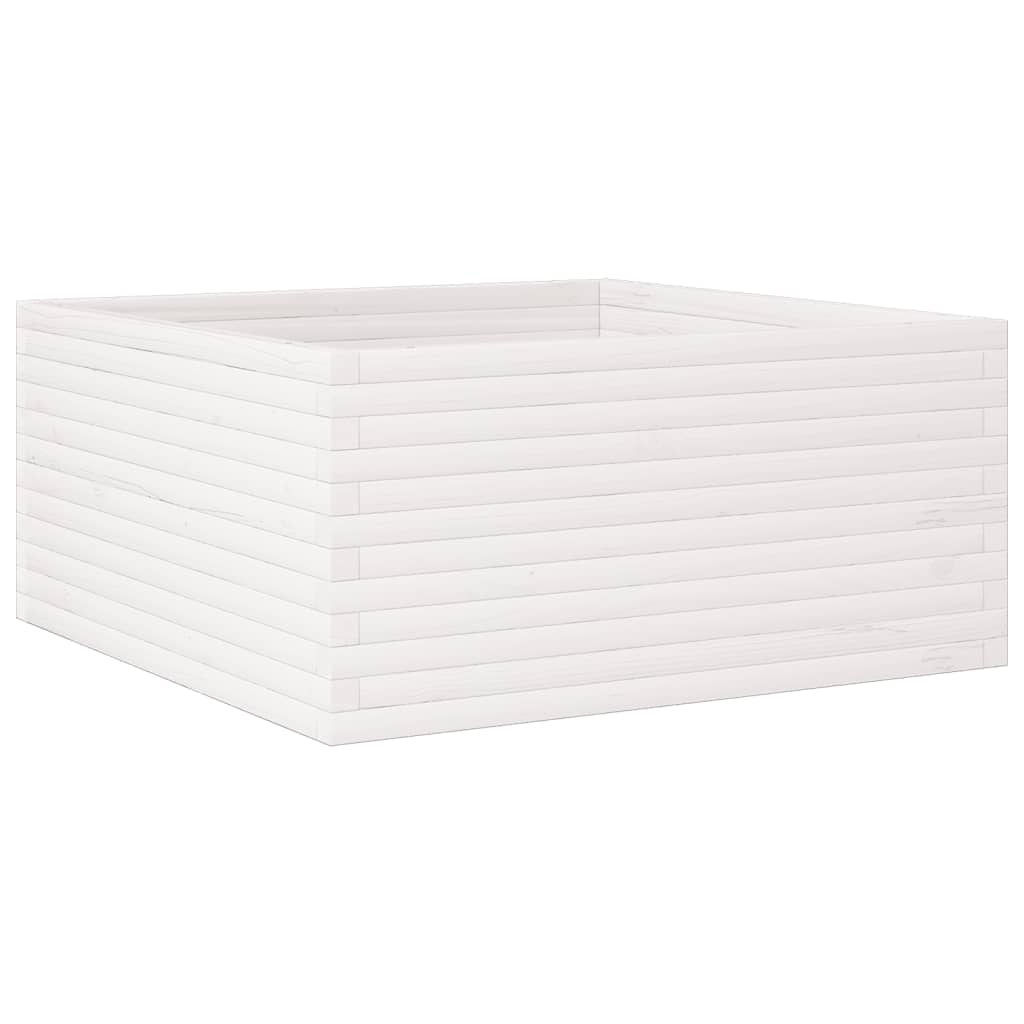 Vaso/floreira jardim 100x100x46 cm madeira pinho maciça branco