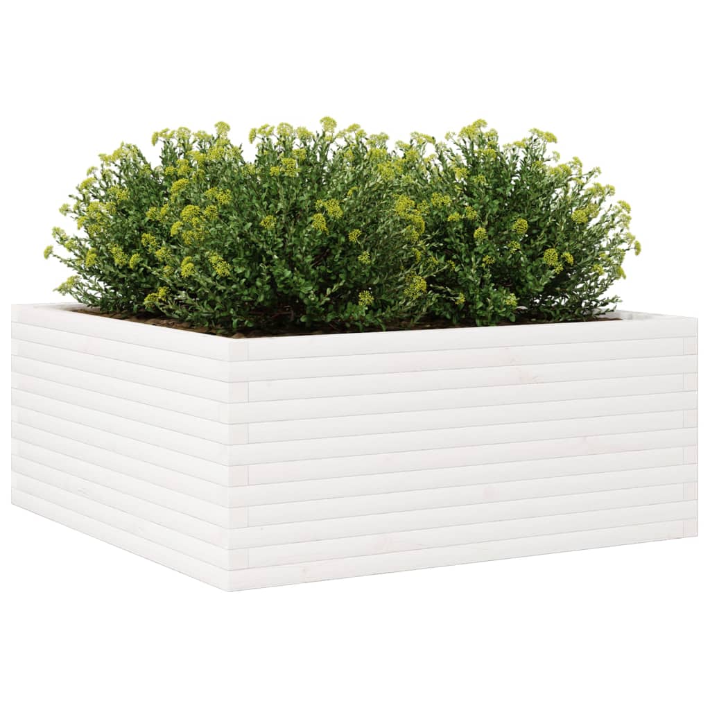 Vaso/floreira jardim 110x110x46 cm madeira pinho maciça branco