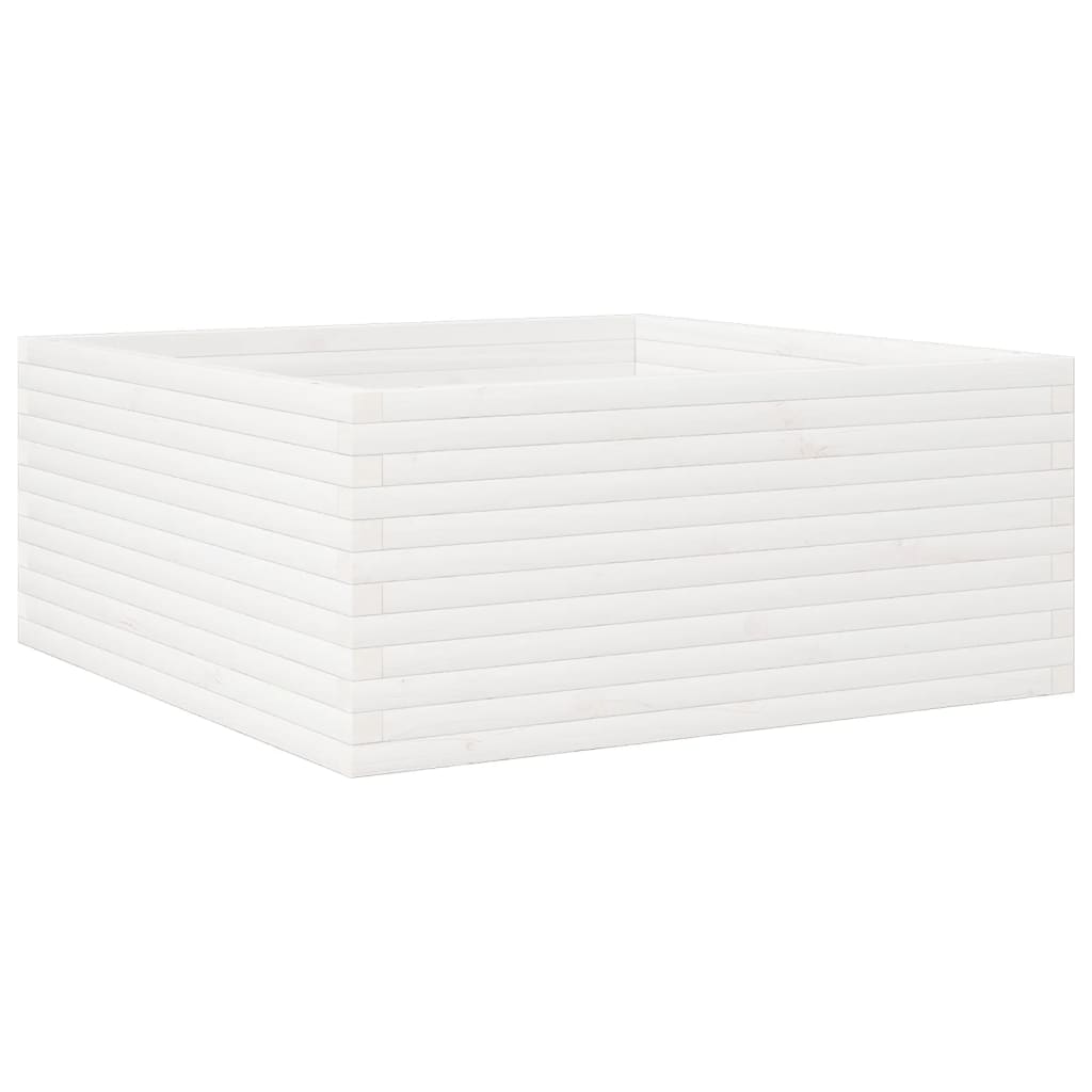 Vaso/floreira jardim 110x110x46 cm madeira pinho maciça branco
