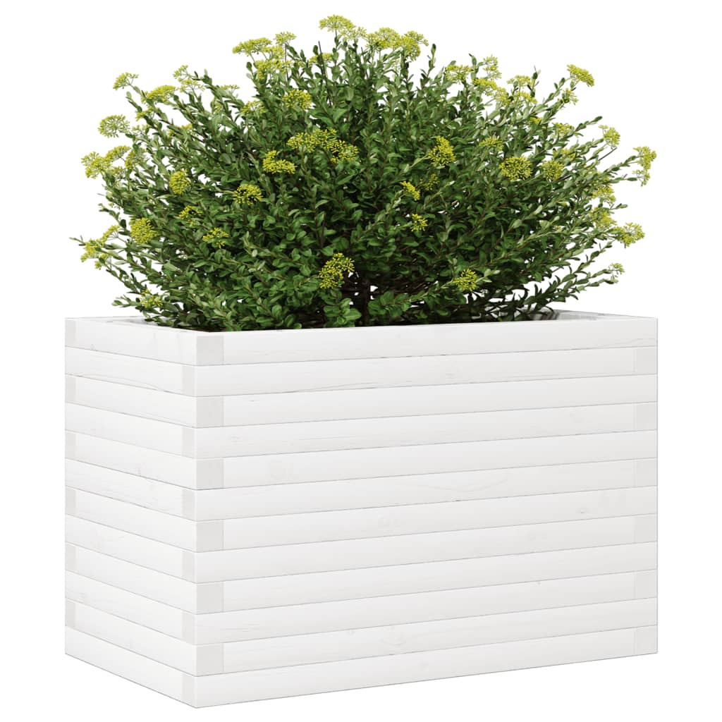 Vaso/floreira de jardim 70x40x46 cm madeira pinho maciça branco