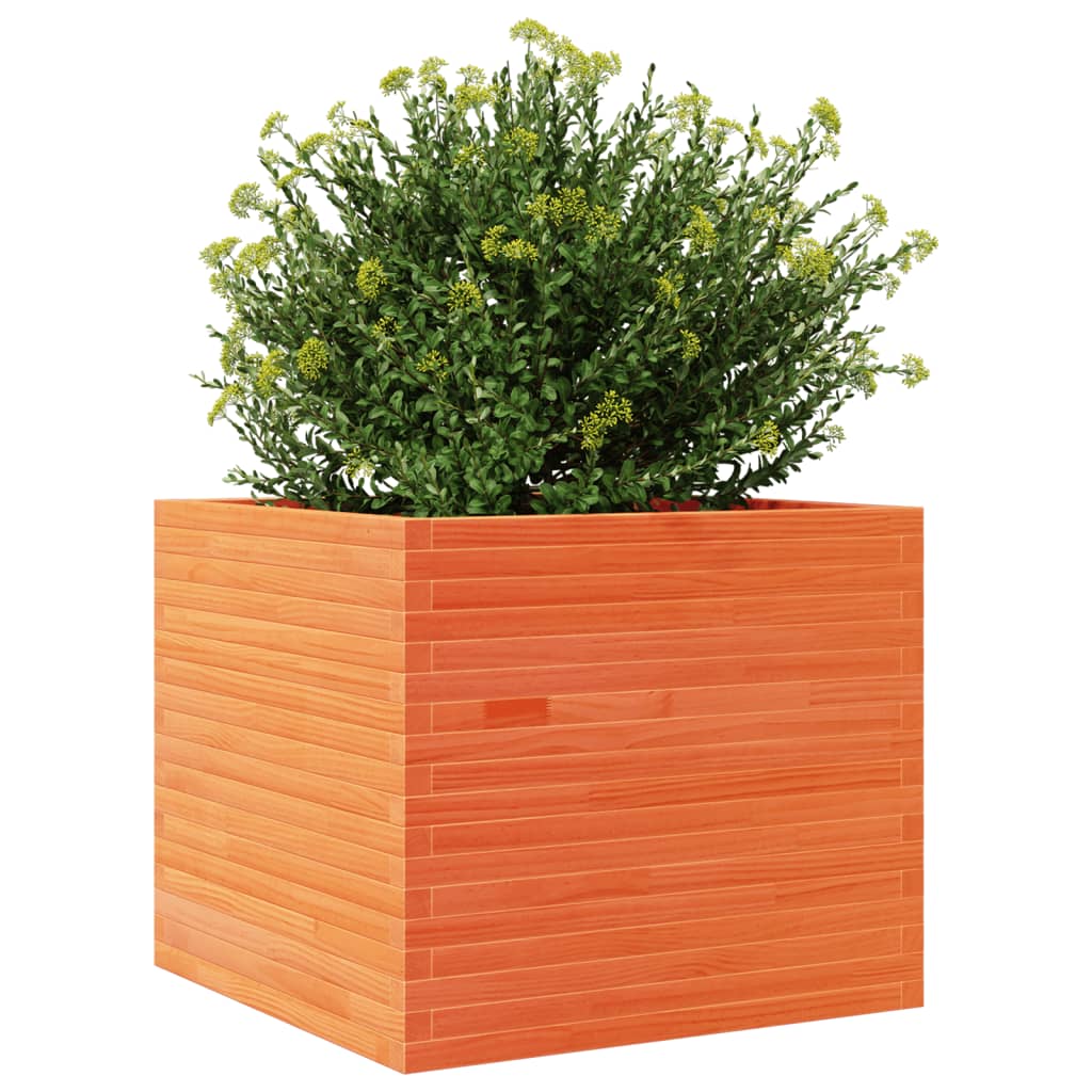Vaso/floreira de jardim 80x80x68,5cm pinho maciço castanho mel