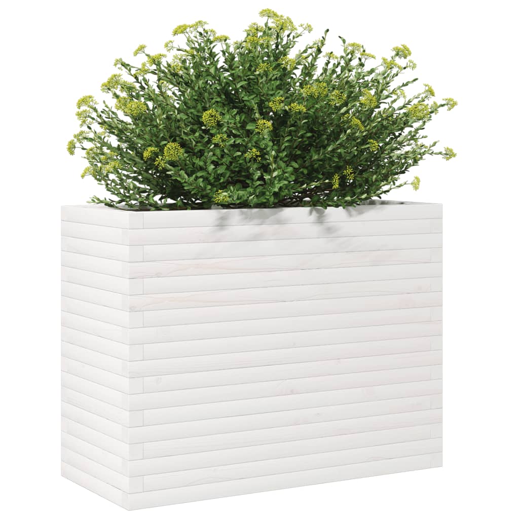 Vaso/floreira de jardim 90x40x68,5 cm pinho maciço branco