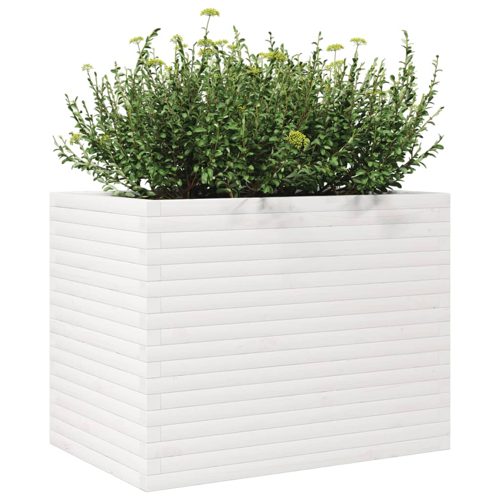 Vaso/floreira de jardim 90x60x68,5 cm pinho maciço branco