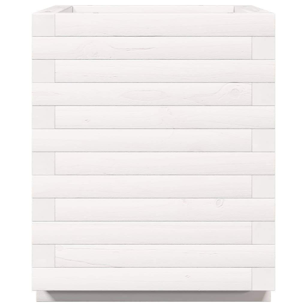 Vaso/floreira de jardim 40x40x49,5 madeira pinho maciça branco