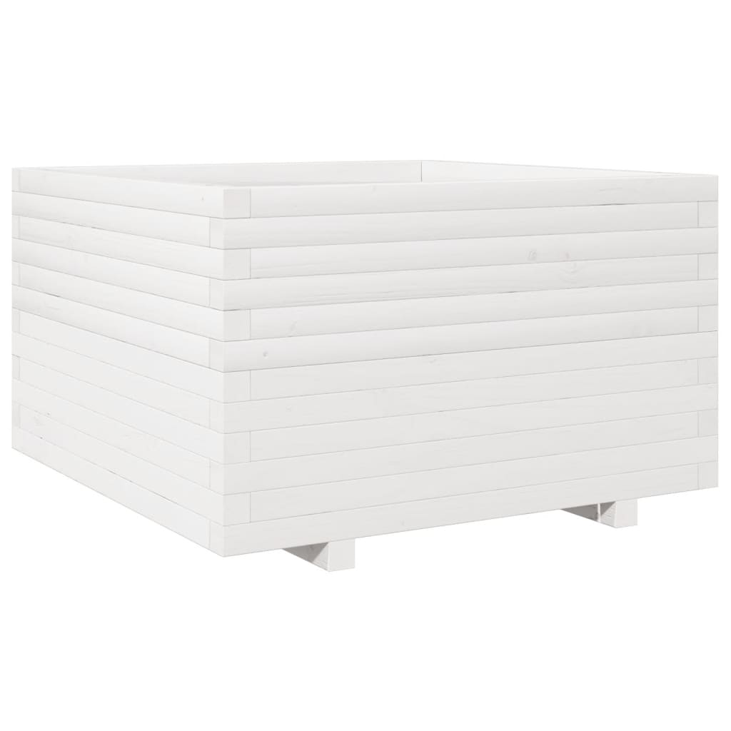Vaso/floreira jardim 80x80x49,5 cm madeira pinho maciça branco
