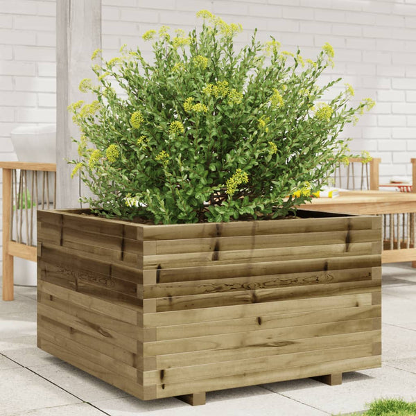 Vaso/floreira de jardim 80x80x49,5 cm madeira pinho impregnada