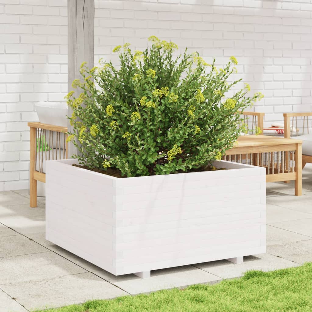 Vaso/floreira de jardim 90x90x49,5 cm pinho maciço branco
