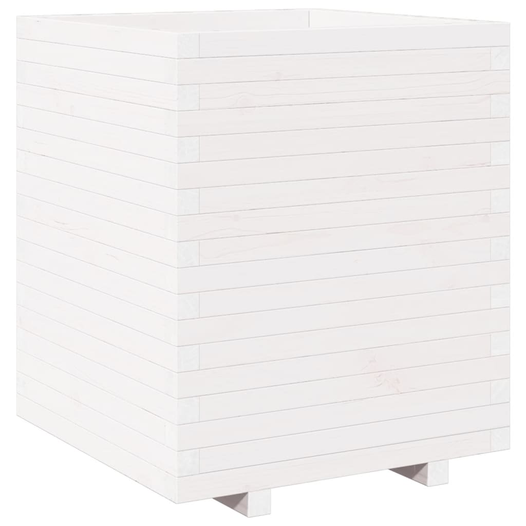 Vaso/floreira de jardim 60x60x72,5 cm pinho maciço branco