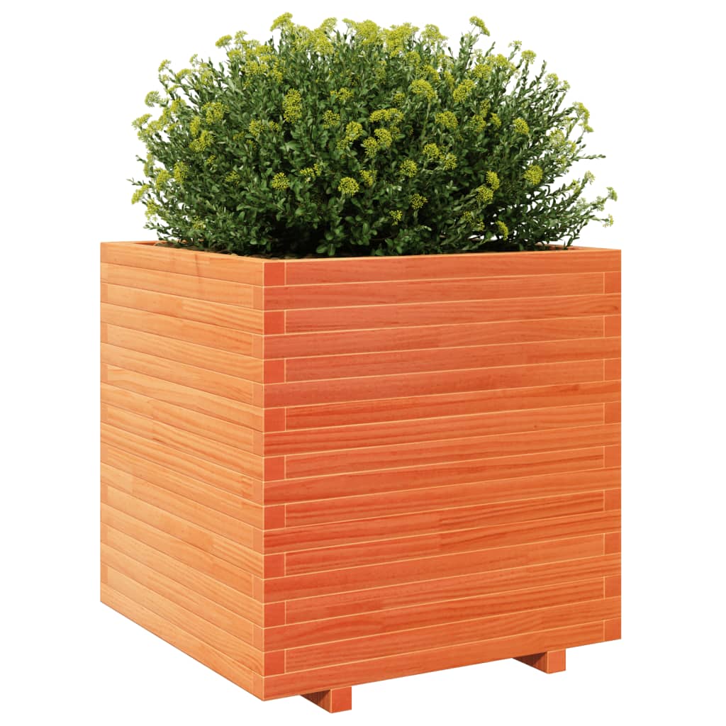 Vaso/floreira de jardim 70x70x72,5 cm pinho maciço castanho mel