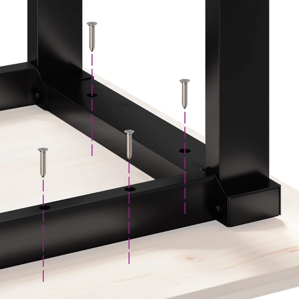 Mesa de jantar estrutura em O 80x80x75 cm pinho e aço