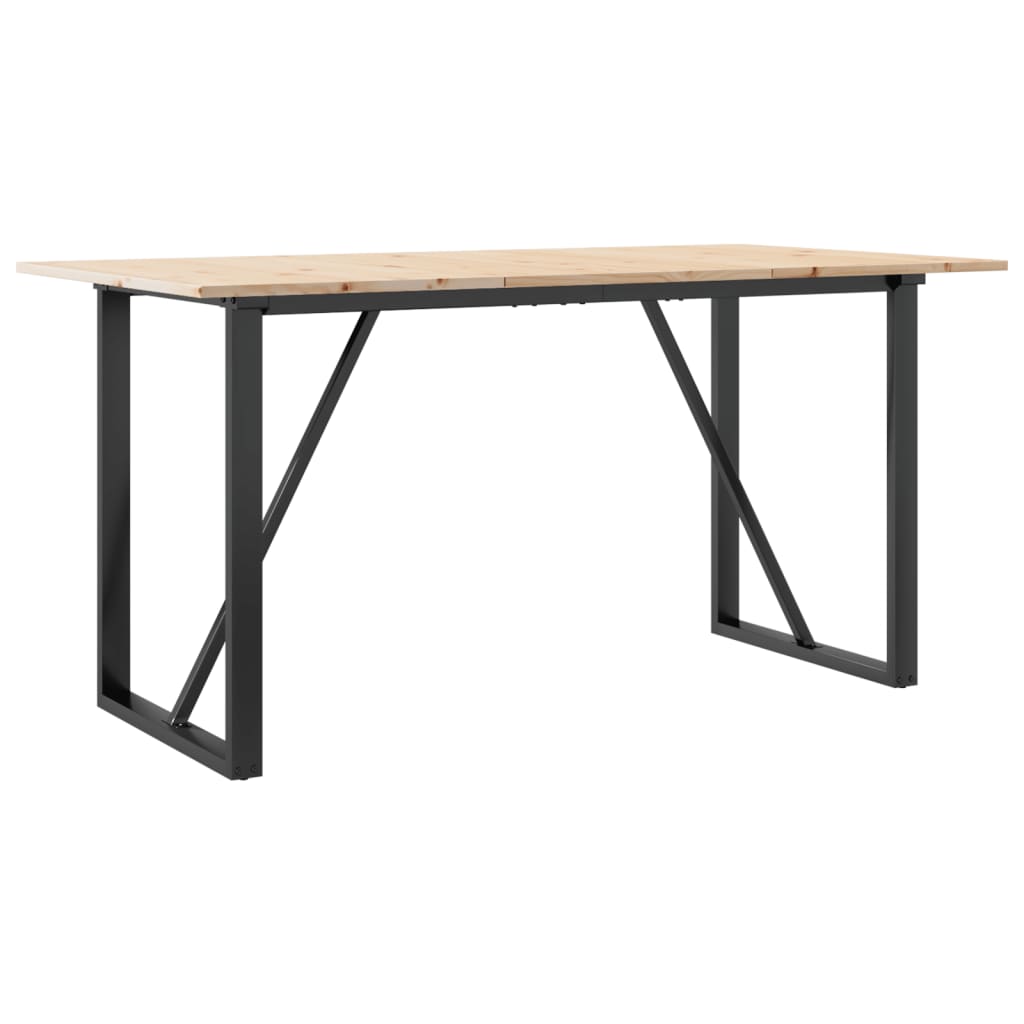 Mesa de jantar estrutura em O 140x80x75cm pinho e aço