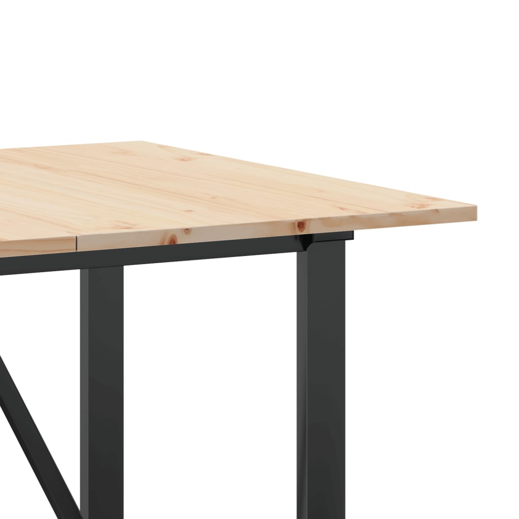 Mesa de jantar estrutura em O 140x80x75cm pinho e aço