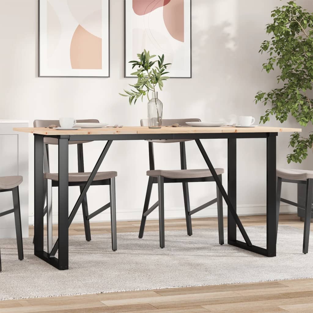 Mesa de jantar estrutura em O 140x80x75cm pinho e aço