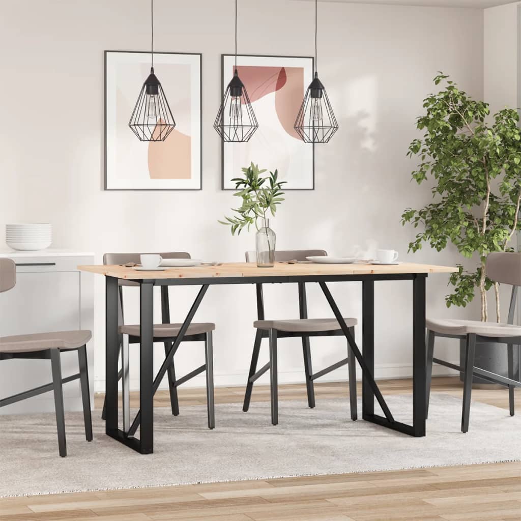 Mesa de jantar estrutura em O 160x80x75cm pinho e aço