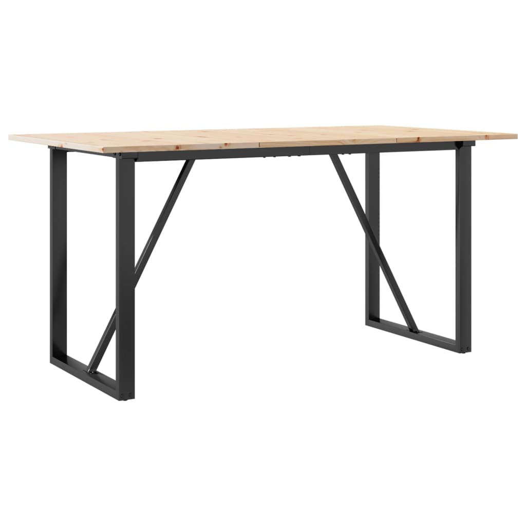 Mesa de jantar estrutura em O 160x80x75cm pinho e aço