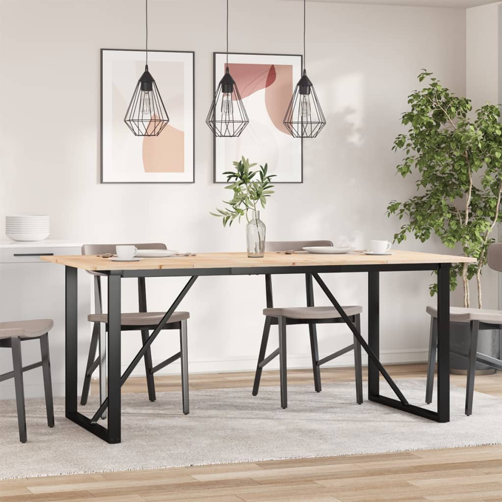 Mesa de jantar estrutura em O 180x90x75cm pinho e aço