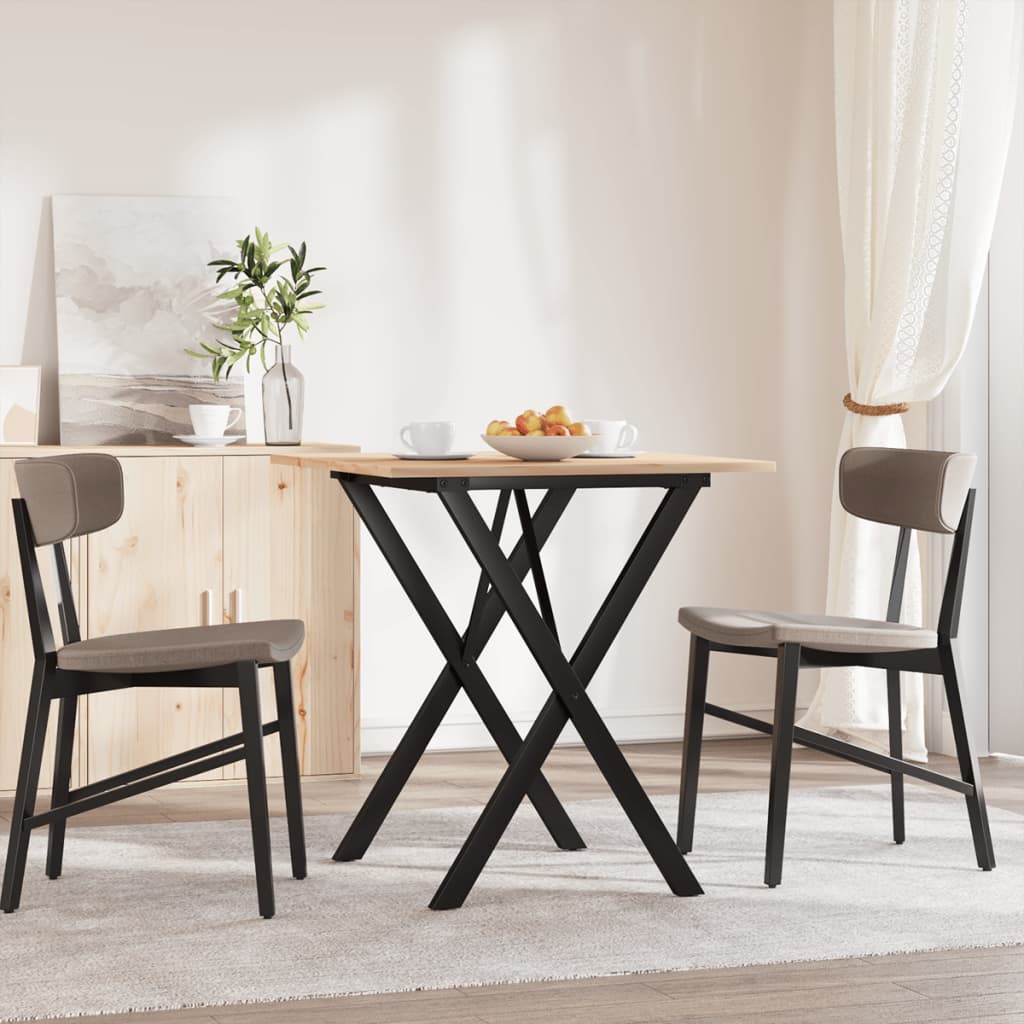 Mesa de jantar estrutura em X 70x70x75 cm pinho e aço