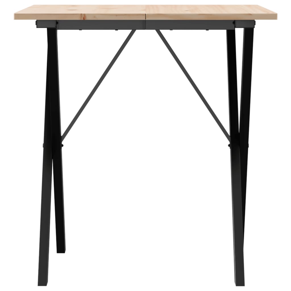 Mesa de jantar estrutura em X 70x70x75 cm pinho e aço