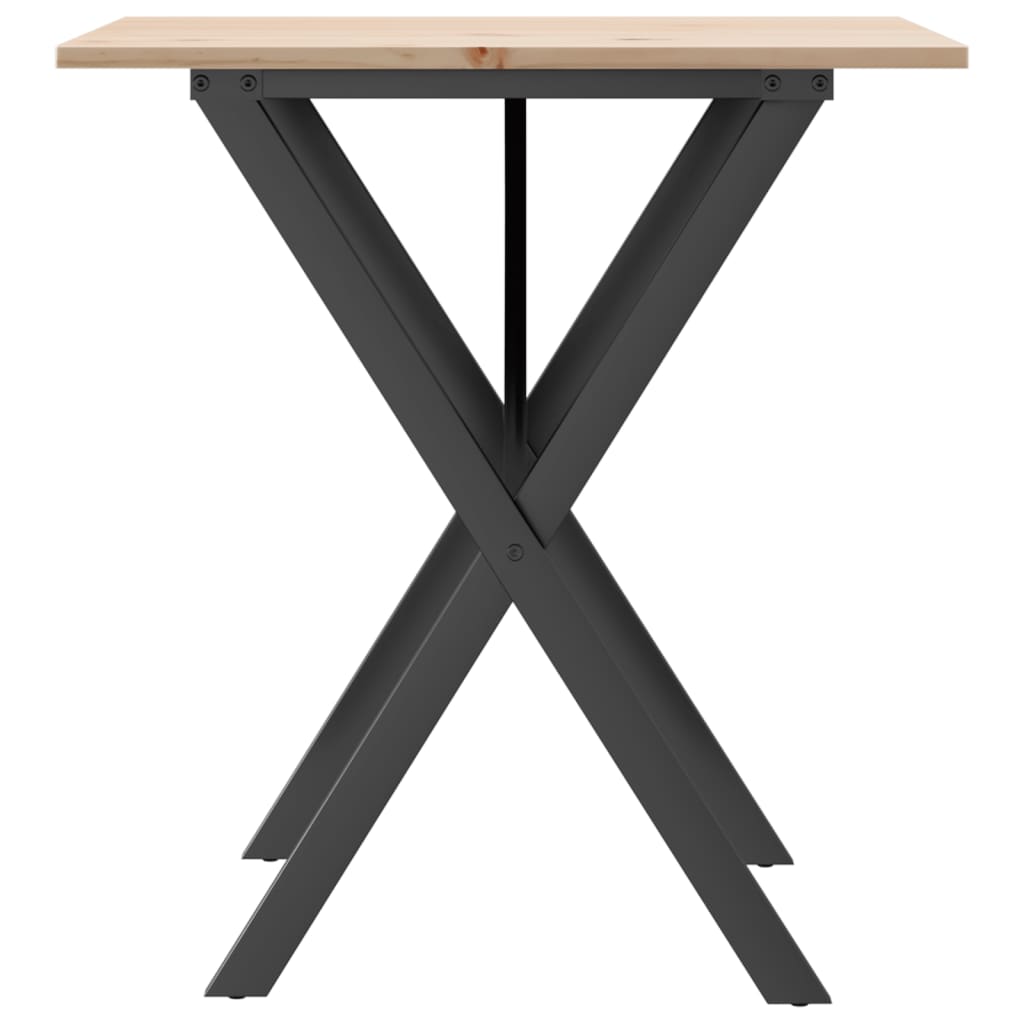 Mesa de jantar estrutura em X 70x70x75 cm pinho e aço