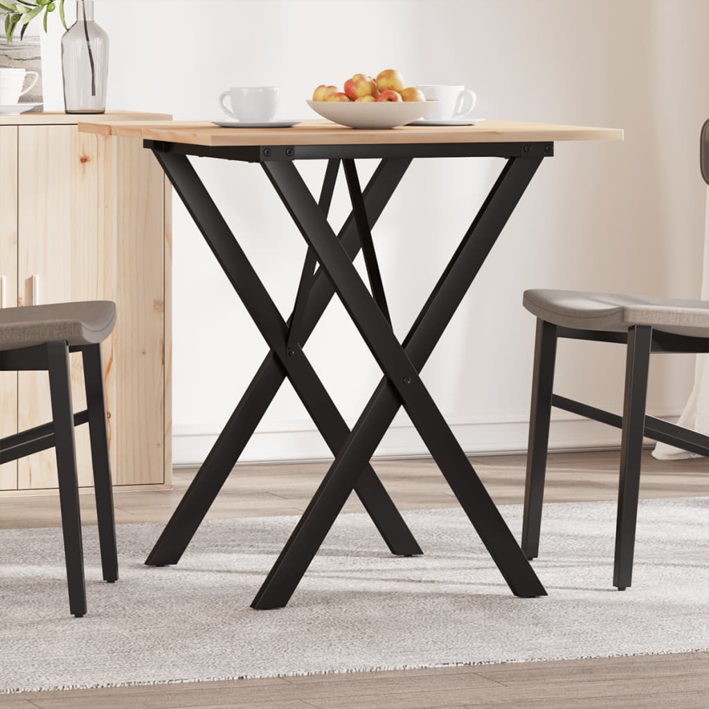 Mesa de jantar estrutura em X 70x70x75 cm pinho e aço