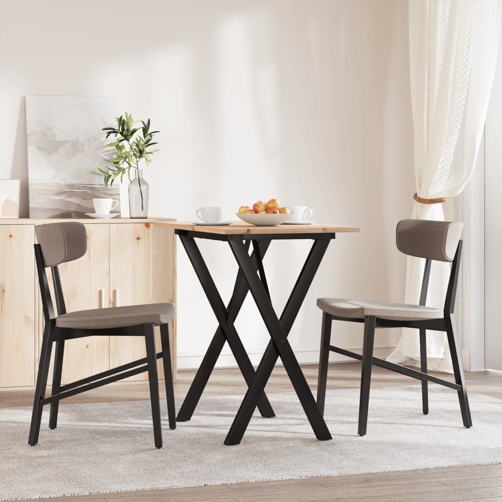 Mesa de jantar estrutura em X 80x50x75 cm pinho e aço