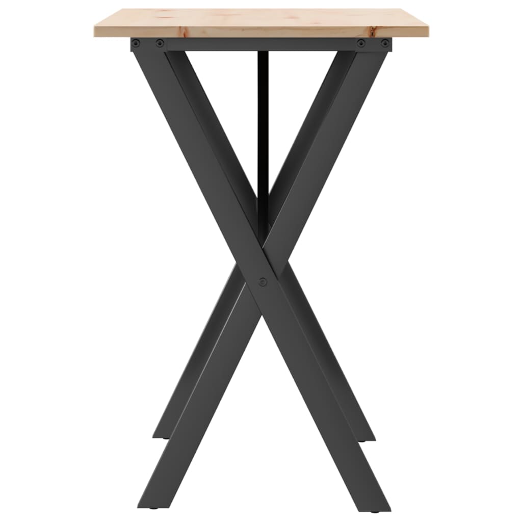 Mesa de jantar estrutura em X 80x50x75 cm pinho e aço