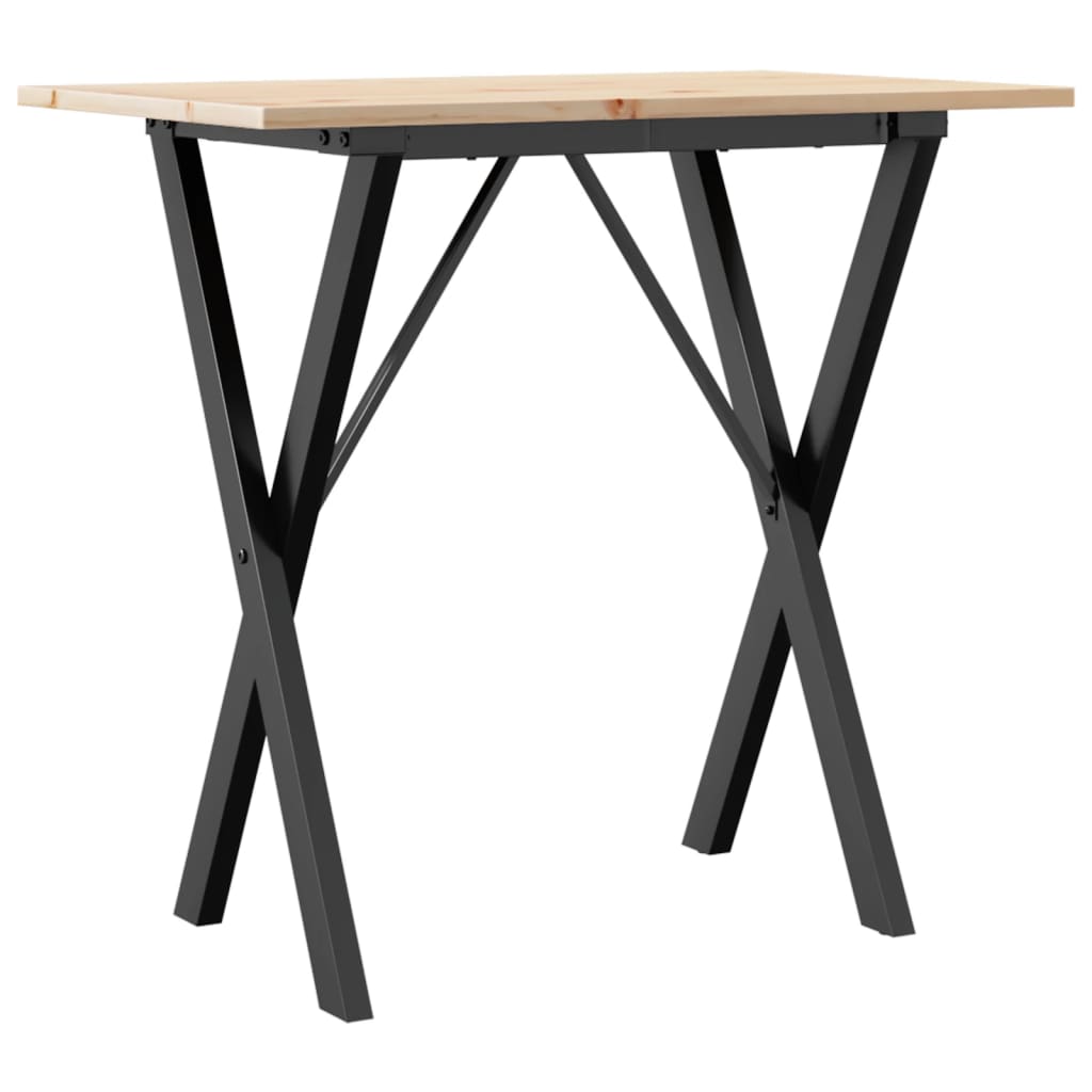 Mesa de jantar estrutura em X 80x50x75 cm pinho e aço