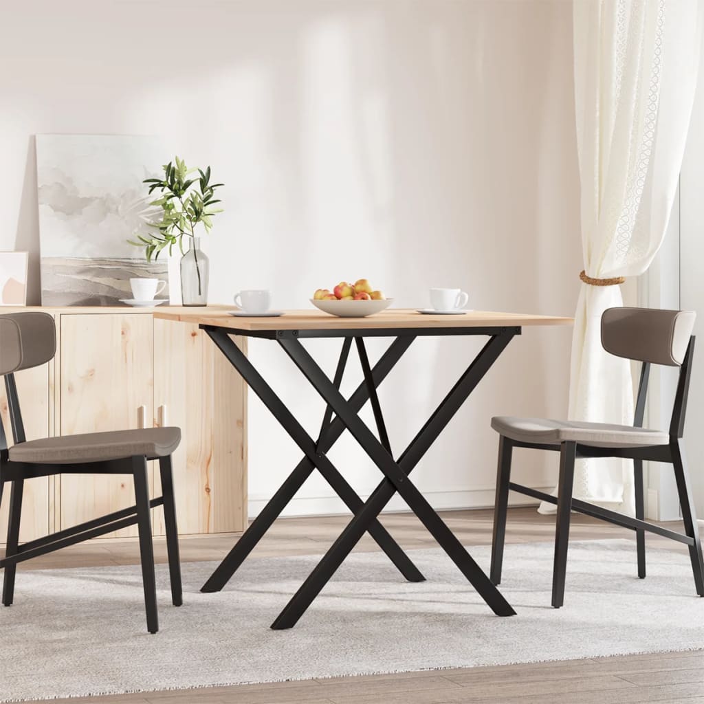 Mesa de jantar estrutura em X 90x90x75 cm pinho e aço