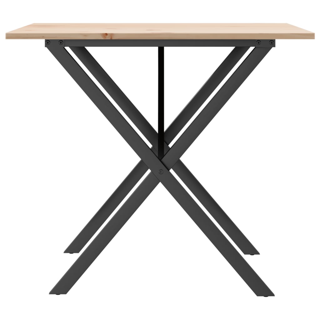 Mesa de jantar estrutura em X 90x90x75 cm pinho e aço