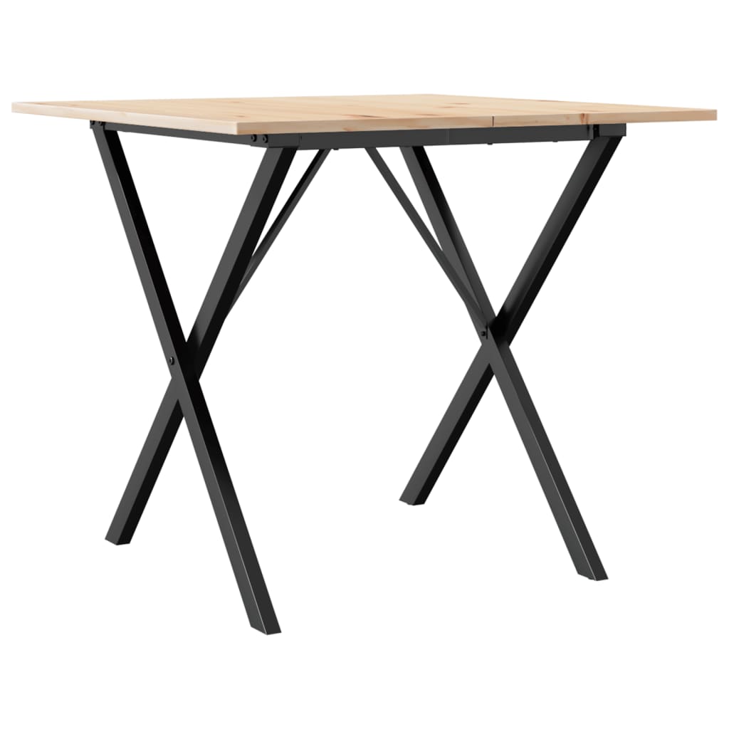 Mesa de jantar estrutura em X 90x90x75 cm pinho e aço