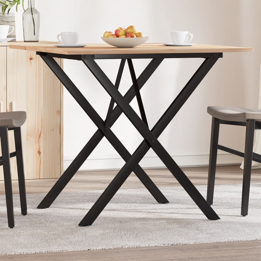 Mesa de jantar estrutura em X 90x90x75 cm pinho e aço