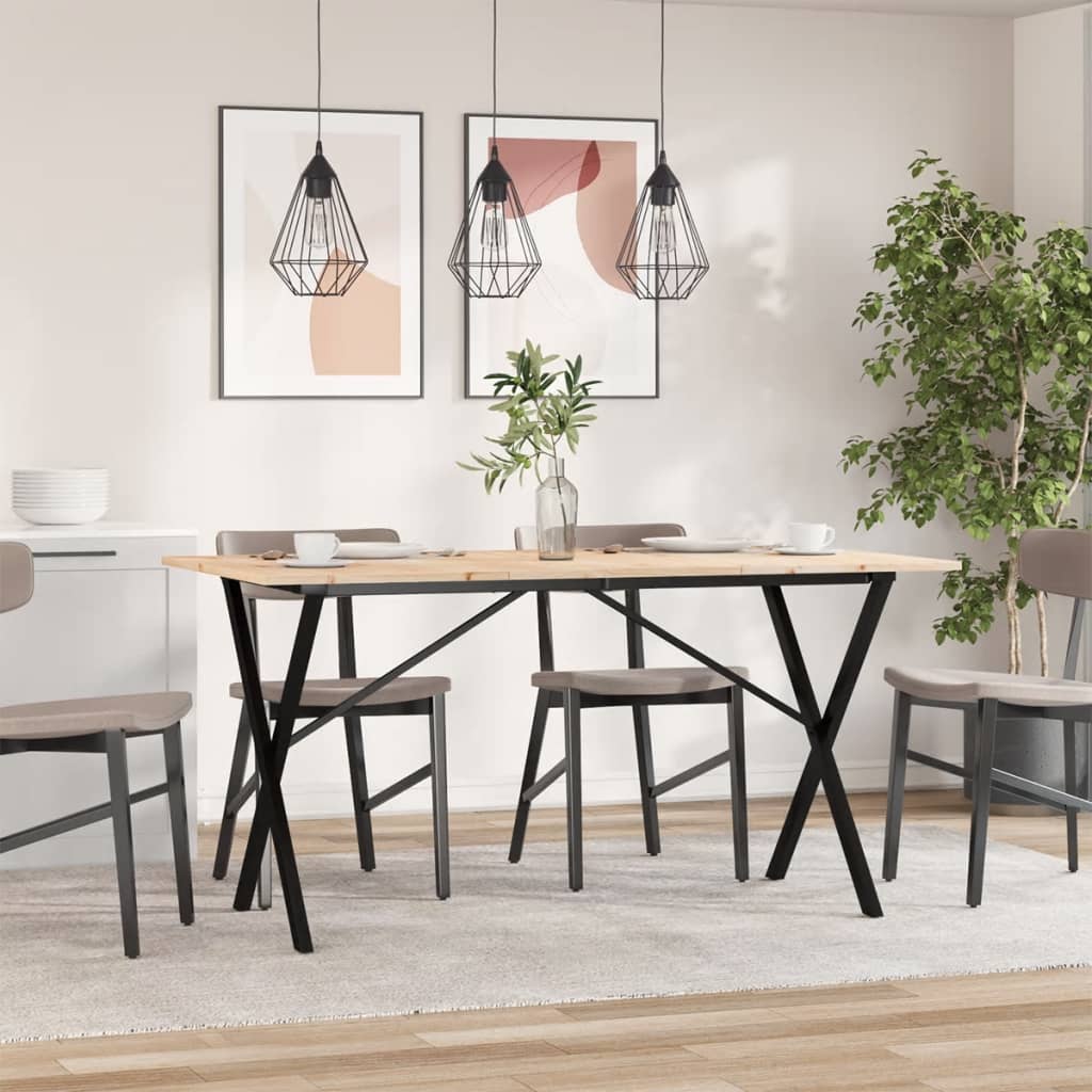 Mesa de jantar estrutura em X 160x80x75cm pinho e aço