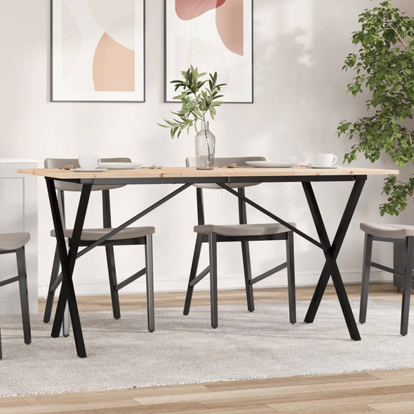 Mesa de jantar estrutura em X 160x80x75cm pinho e aço