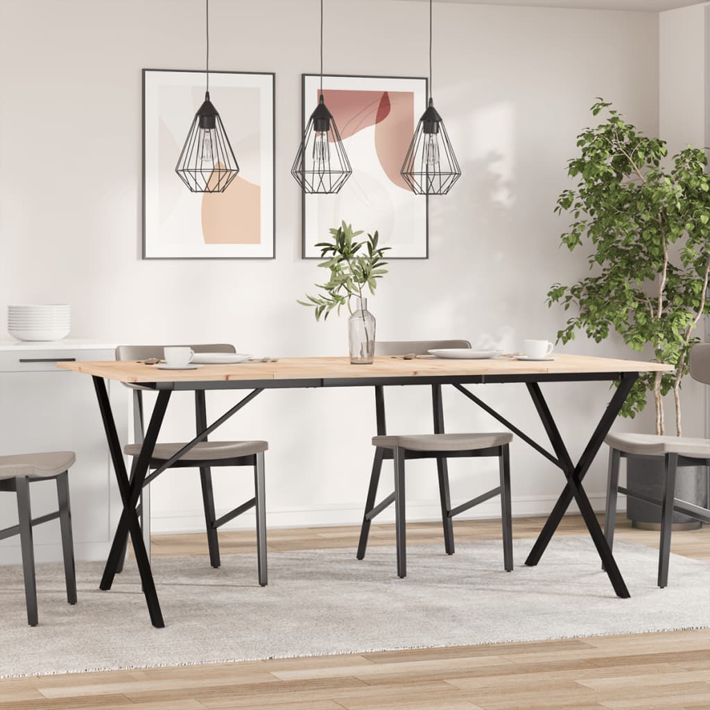 Mesa de jantar estrutura em X 180x90x75cm pinho e aço
