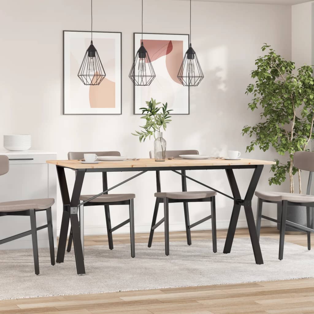 Mesa de jantar estrutura em Y 140x80x75cm pinho e aço