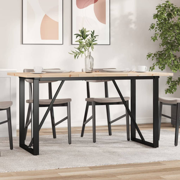 Mesa de jantar estrutura em O 140x80x75,5cm pinho/aço