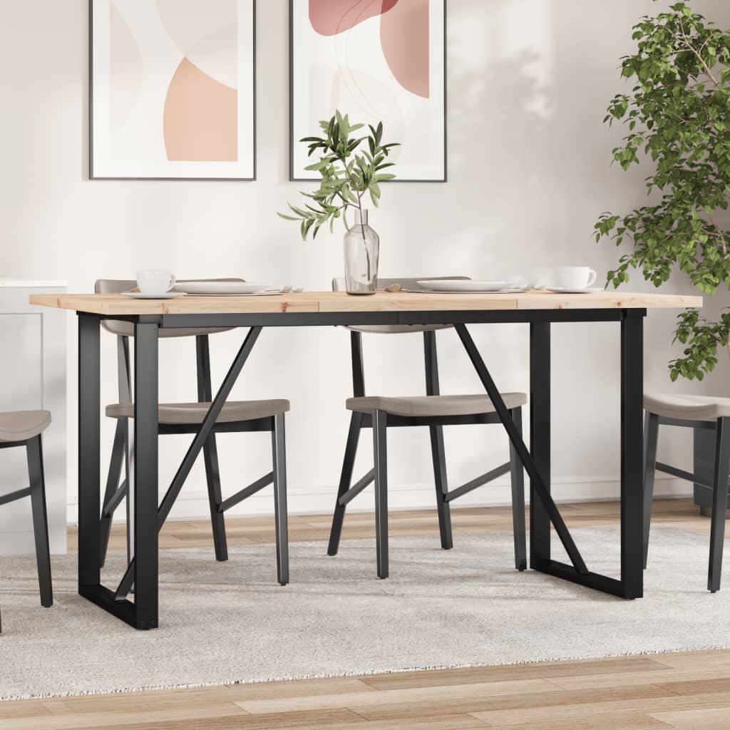 Mesa de jantar estrutura em O 160x80x75,5cm pinho/aço