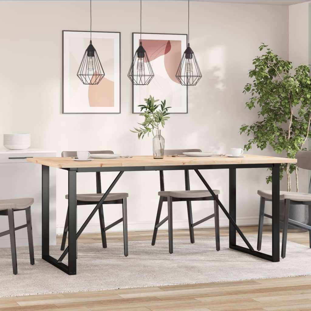 Mesa de jantar estrutura em O 180x90x75,5cm pinho/aço