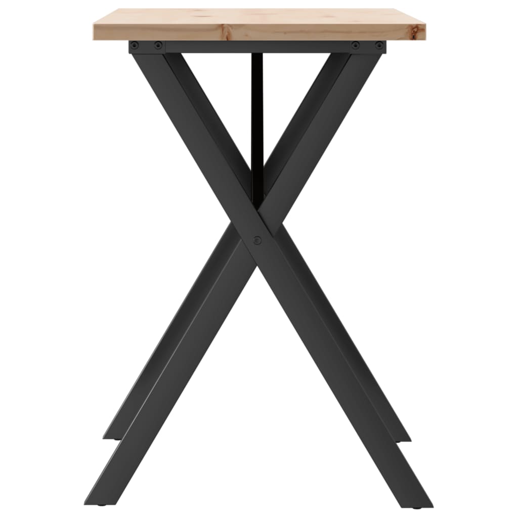 Mesa de jantar estrutura em X 80x50x75,5 cm pinho/aço