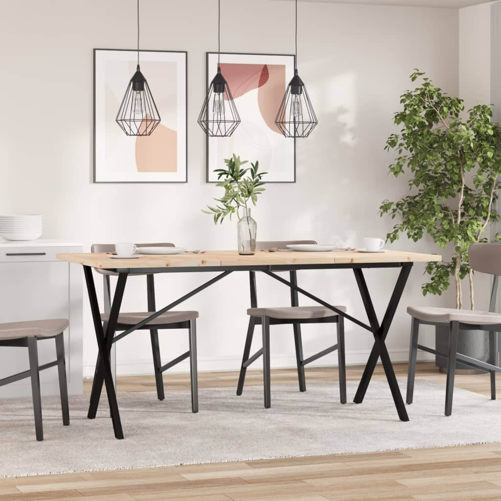 Mesa de jantar estrutura em X 140x80x75,5cm pinho/aço