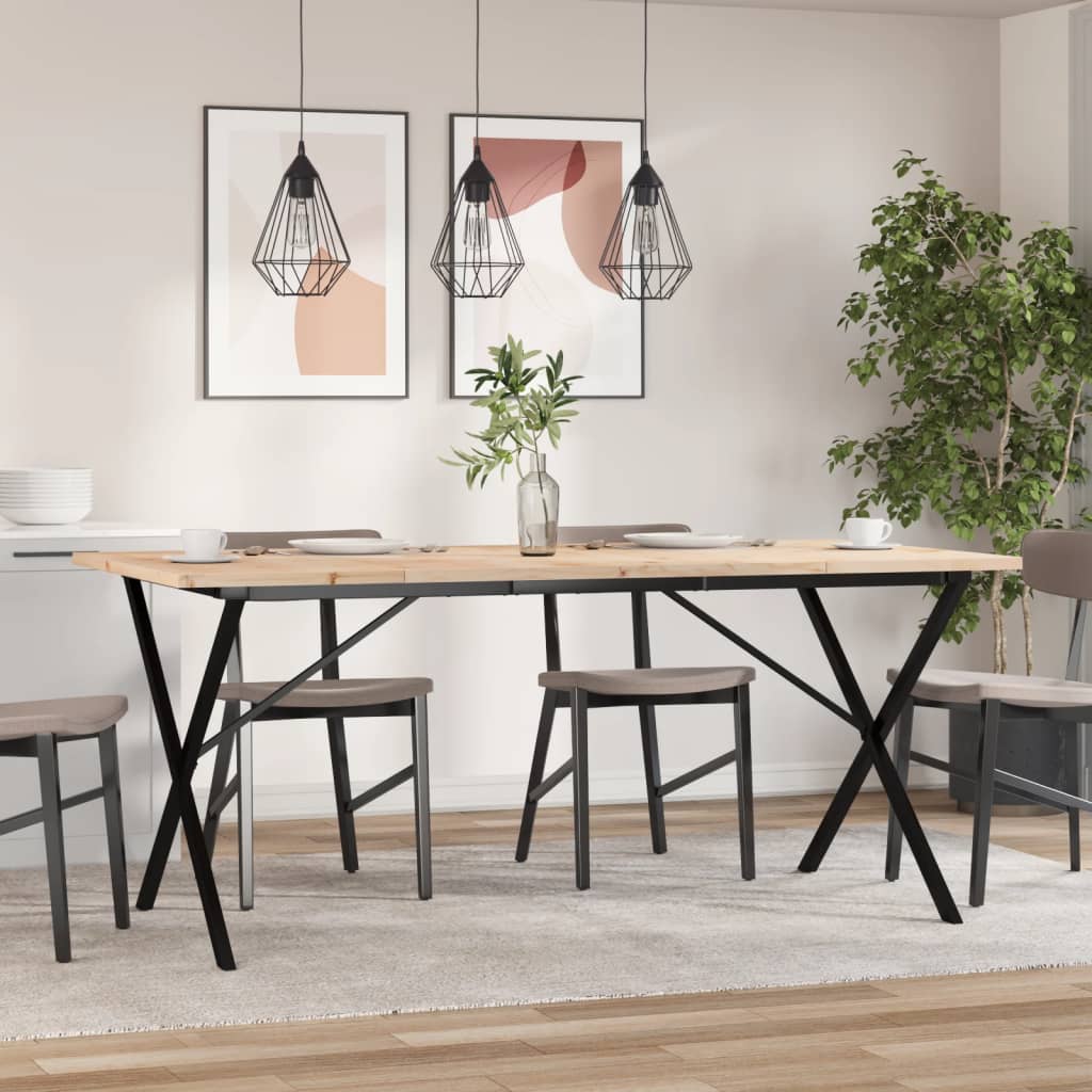 Mesa de jantar estrutura em X 180x90x75,5cm pinho/aço