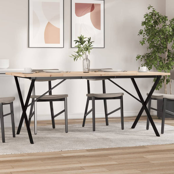 Mesa de jantar estrutura em X 180x90x75,5cm pinho/aço