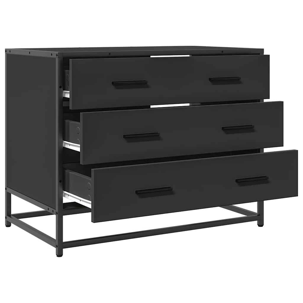 Cómoda com 3 Gavetas - 70x41x56 cm - Madeira Processada - Cor Preto