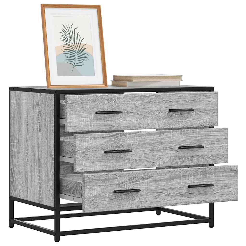 Cómoda com 3 Gavetas - 70x41x56 cm - deriv. madeira - cinzento sonoma
