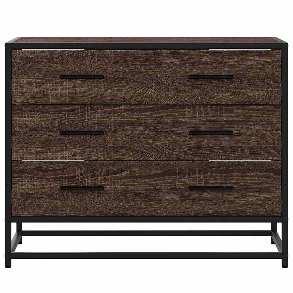 Cómoda de 3 Gavetas - 70x41x56 cm - Derivados Madeira Carvalho Castanho